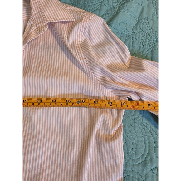 Lauren‎ Ralph Lauren Women's Medium Peach/Pink Striped Long Sleeve Button-Up Top - Picture 7 of 8